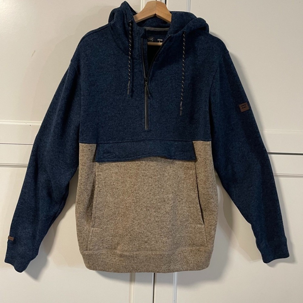 Billabong A/DIV Boundary Half Zip Fleece Hoodie Navy Tan M640QBBO Men Large